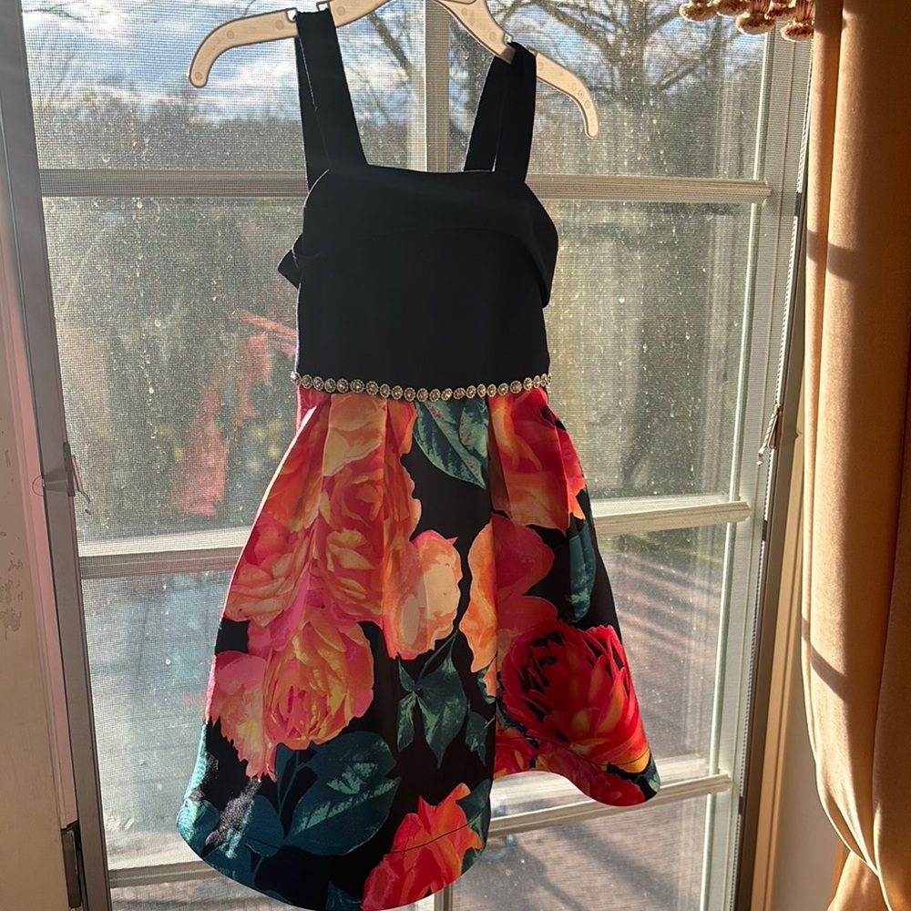 Speechless Black and Floral Kids Dress
